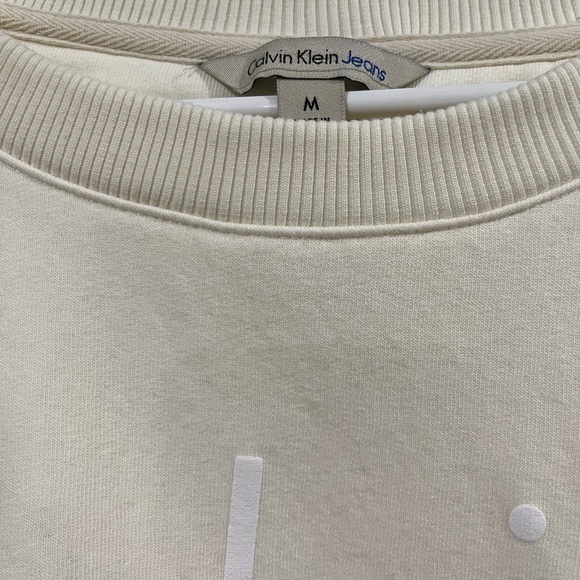 Calvin Klein Jeans Cream Fleece Crewneck - Picture 2 of 4